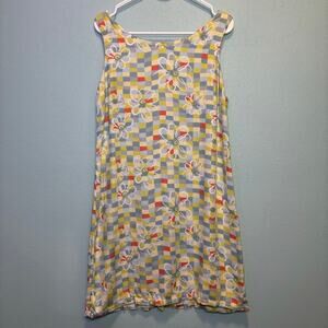 Vintage Y2K Sportif USA Floral Checkerboard Sleeveless Shift Dress Size M